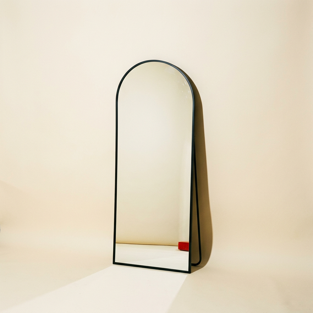 Arched full-length floor mirror