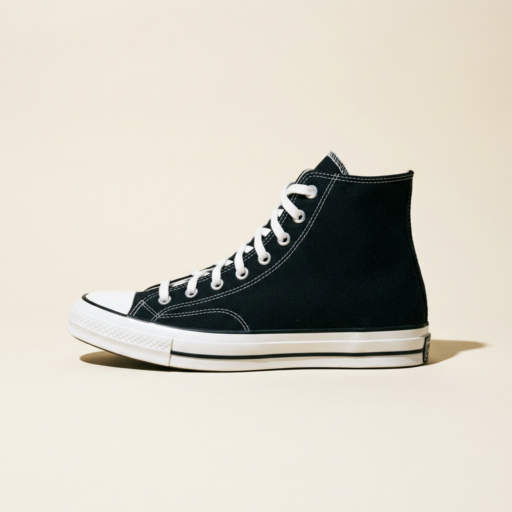 Canvas high-top sneaker, black