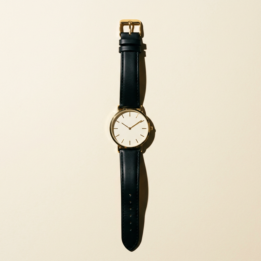 Minimalist quartz watch, gold tone