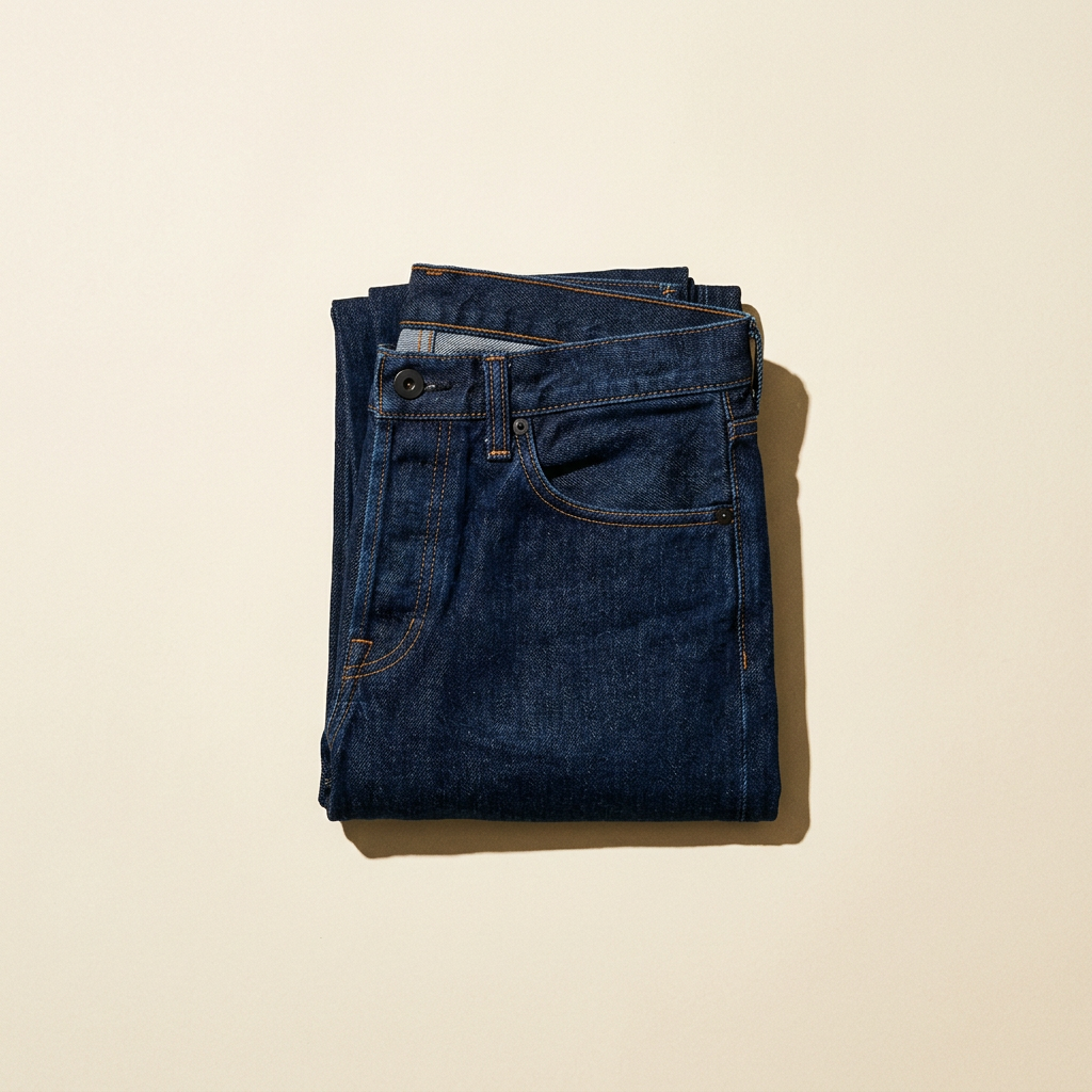 Straight-leg denim jeans, indigo