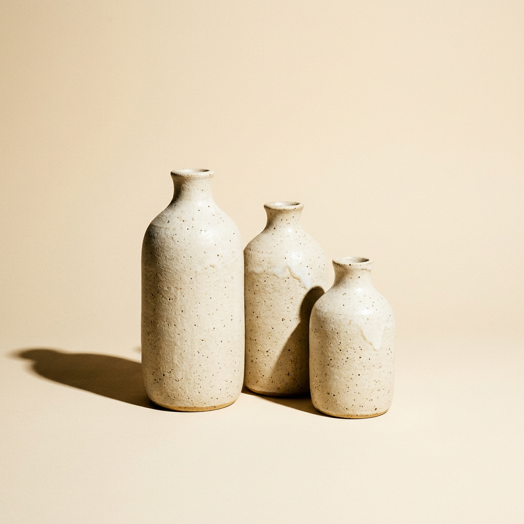 Textured ceramic vase set of three